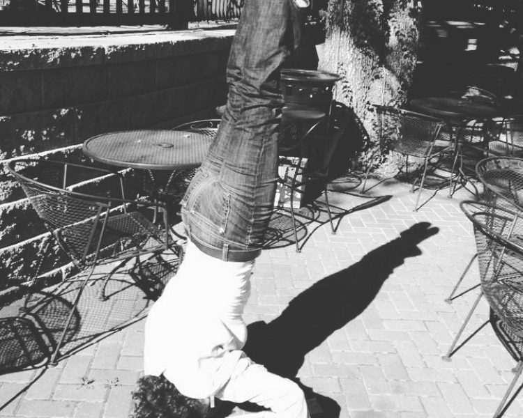 me black and white headstand